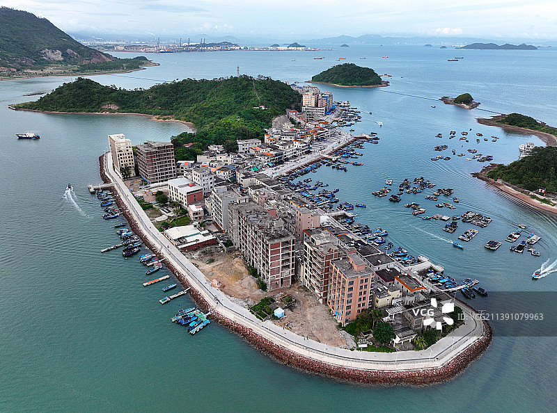 广东省惠州市大亚湾小桂湾东升岛笔架山航拍图片素材