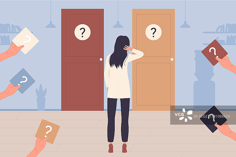 站在门边选择左右的女人图片素材