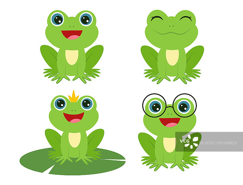 卡通风格的绿色微笑青蛙图片素材