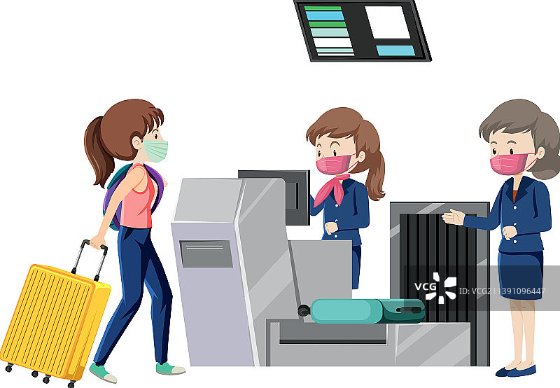 在办理登机柜台接受服务的乘客图片素材