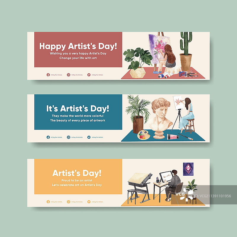 国际艺术家日banner模板图片素材