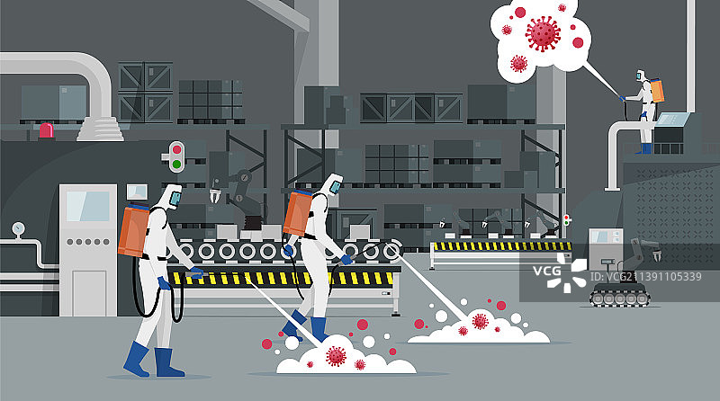 医学科学家清洁和消毒图片素材