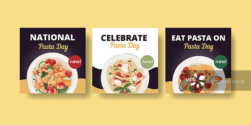 水彩风格意大利面概念banner模板图片素材