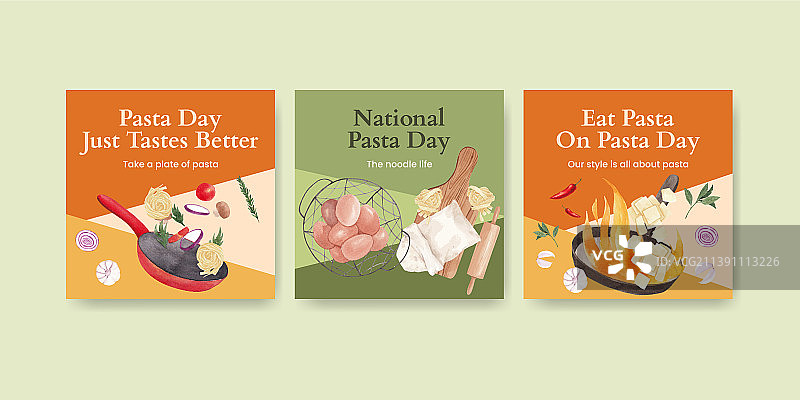 水彩风格意大利面概念banner模板图片素材