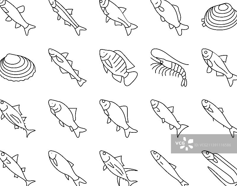 商业捕鱼水产养殖图标集图片素材