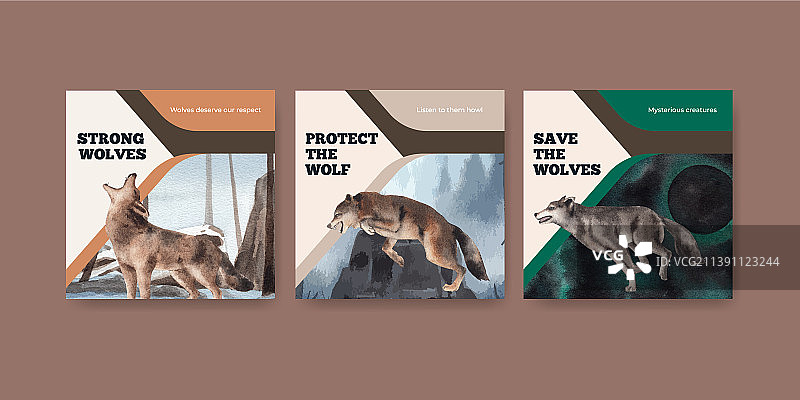 冬季狼banner模板图片素材