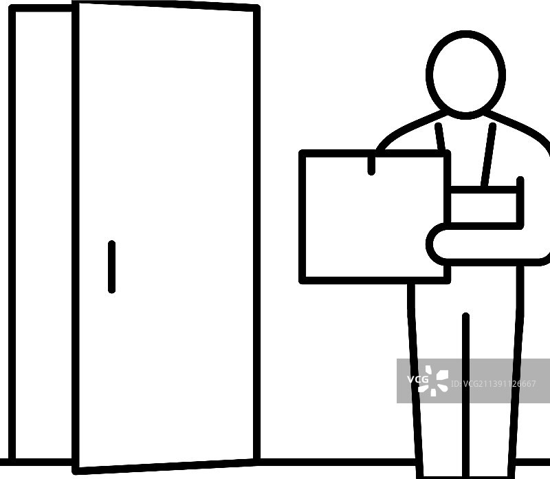 快递员送货箱线性图标图片素材