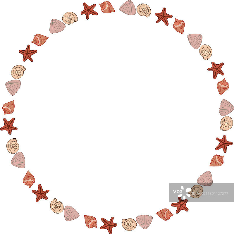 白色背景上的创意海螺圆形边框图片素材