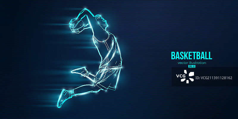 篮球运动员抽象轮廓图片素材