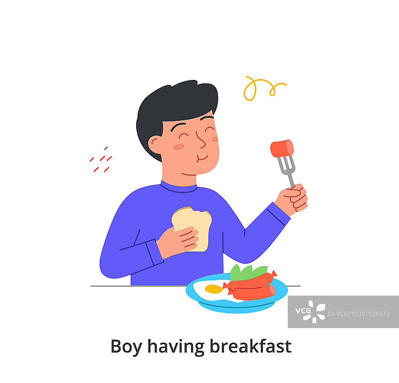 儿童吃早餐或午餐图片素材