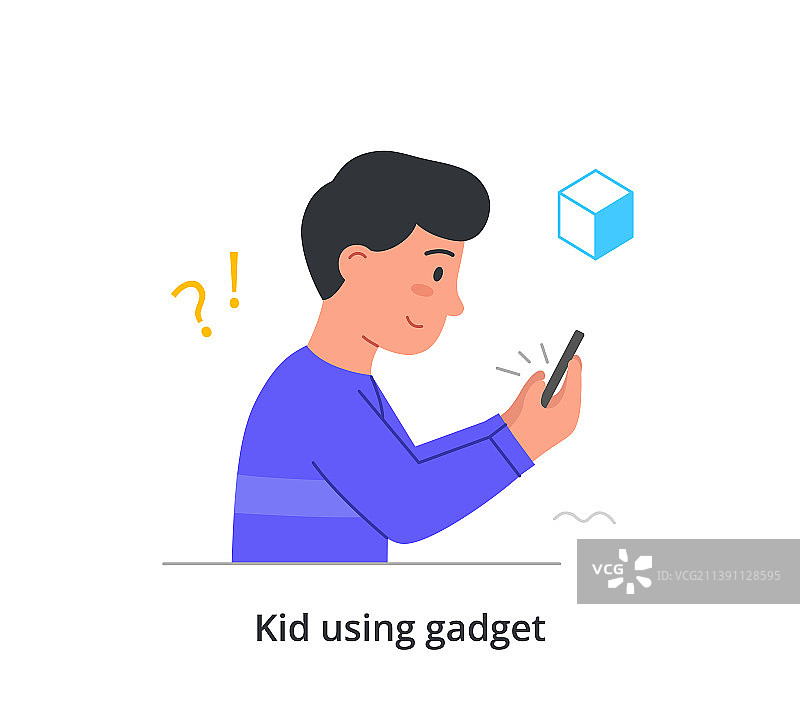 儿童使用电子设备抽象概念图片素材