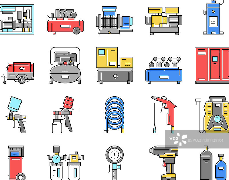 空气压缩机工具合集图标图片素材