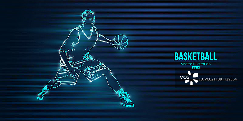 篮球运动员抽象轮廓图片素材