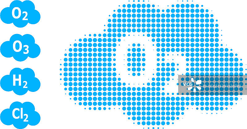 像素半色调氧气云图标和原始图案图片素材