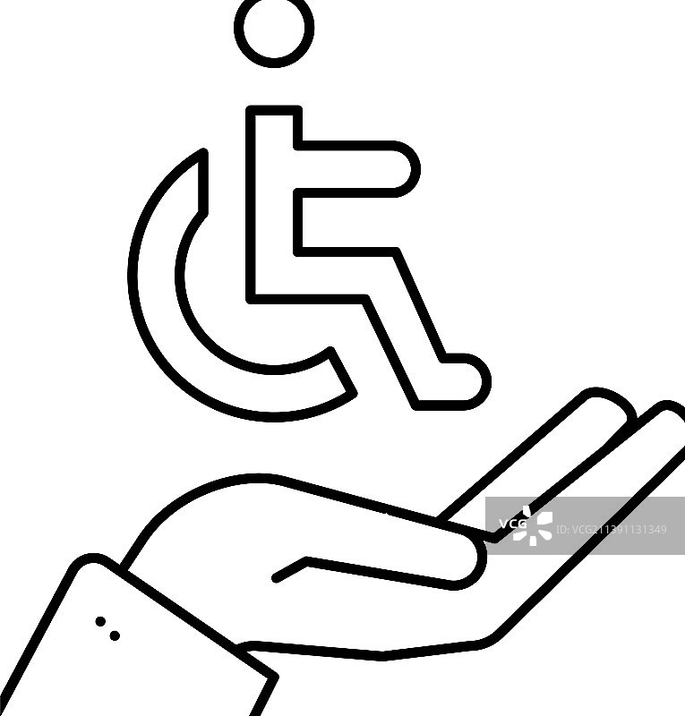 手持残疾人标志线条图标图片素材