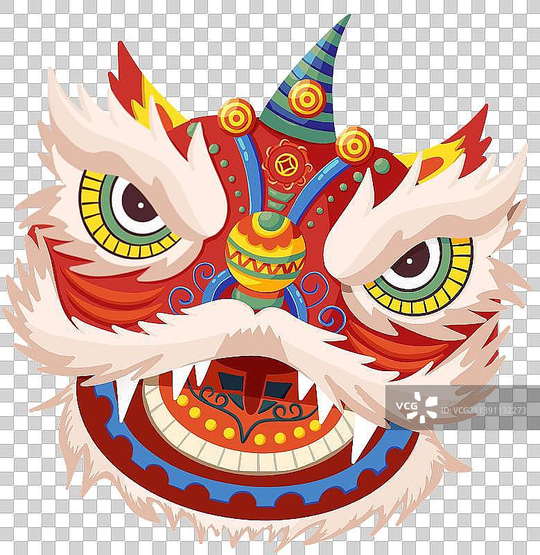 开业庆典春节扁平风舞狮头素材图片素材