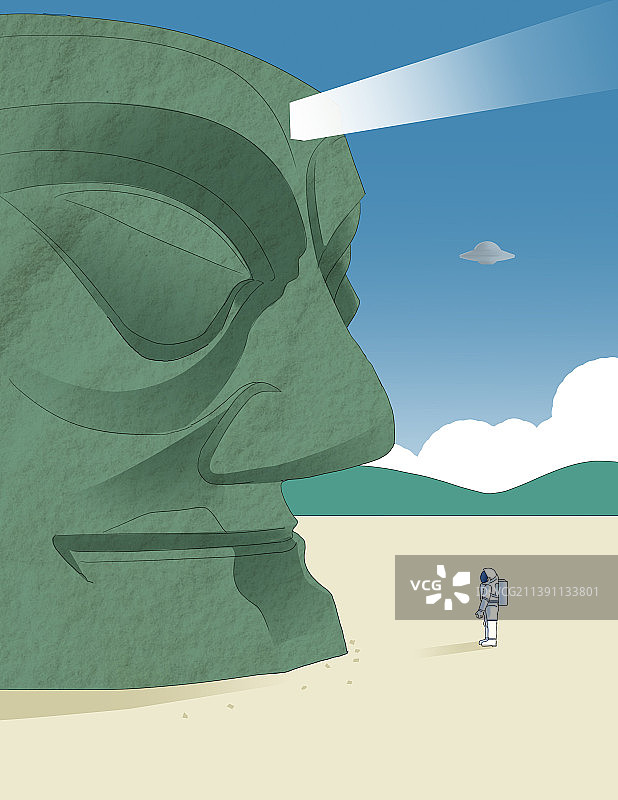 中国四川古文明古文化古代三星堆科幻想象力插画图片素材