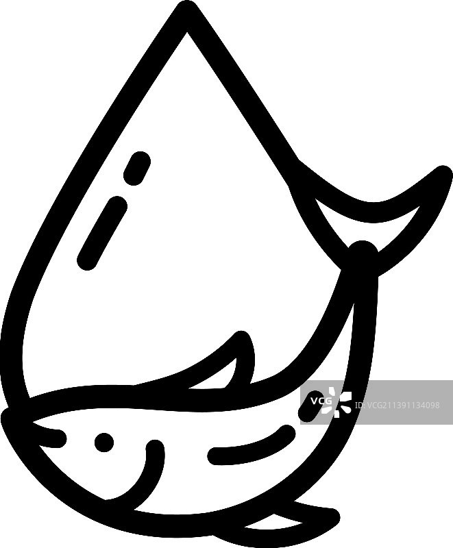 鱼油轮廓图标，维生素 Omega 3 模板图片素材