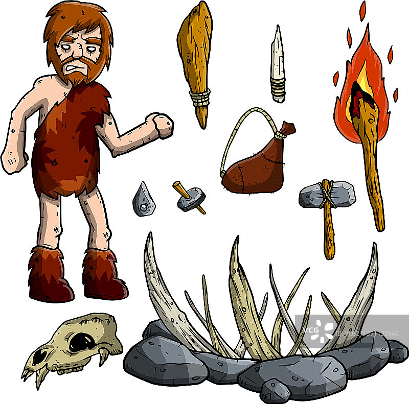 原始穴居人史前猎人石器时代图片素材