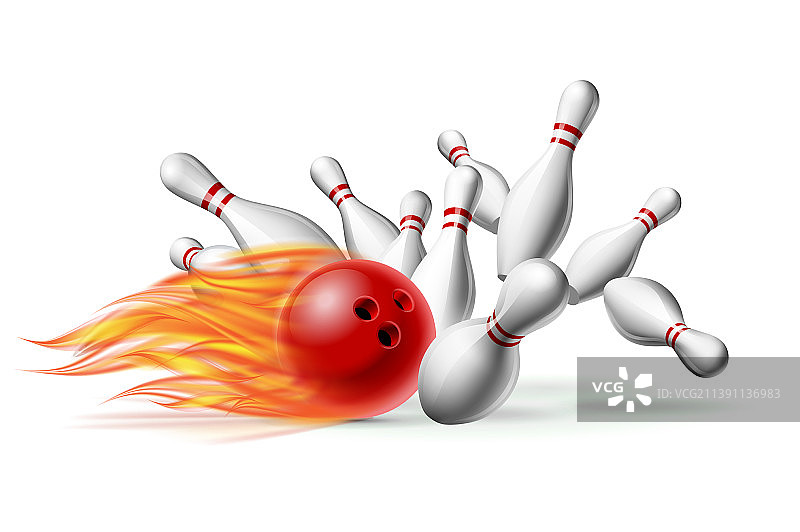 燃烧的红色保龄球图片素材