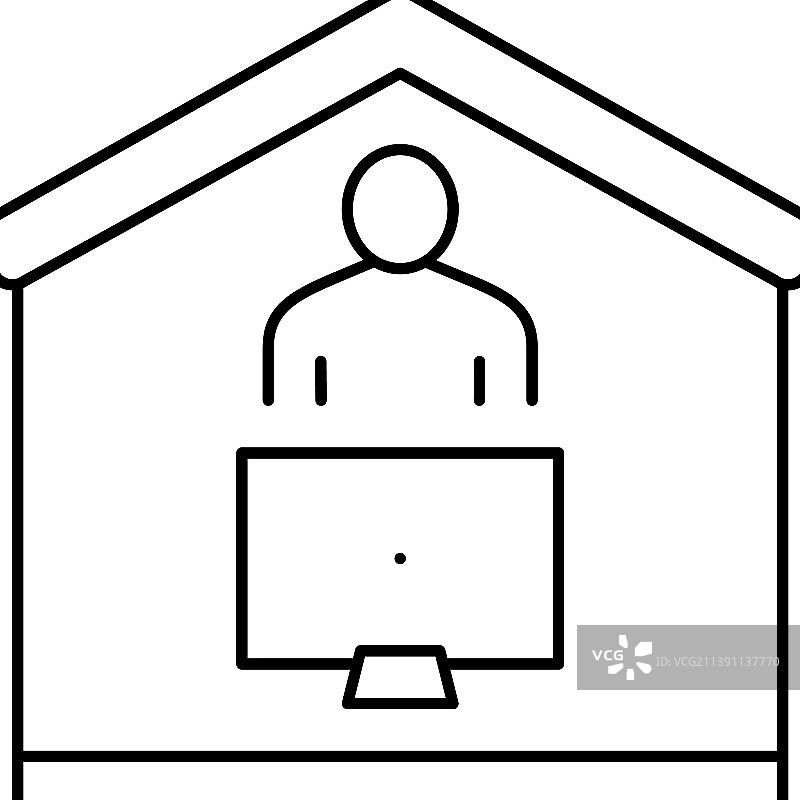 在家看电视（线条图标）图片素材