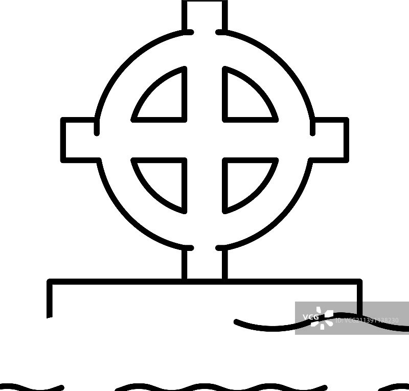 墓碑十字线条图标图片素材