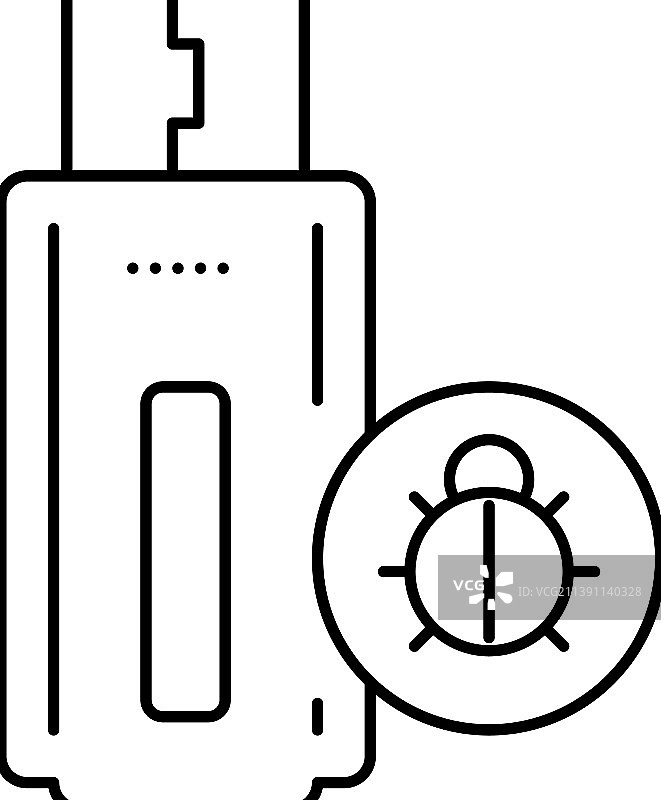 带病毒的U盘线性图标图片素材