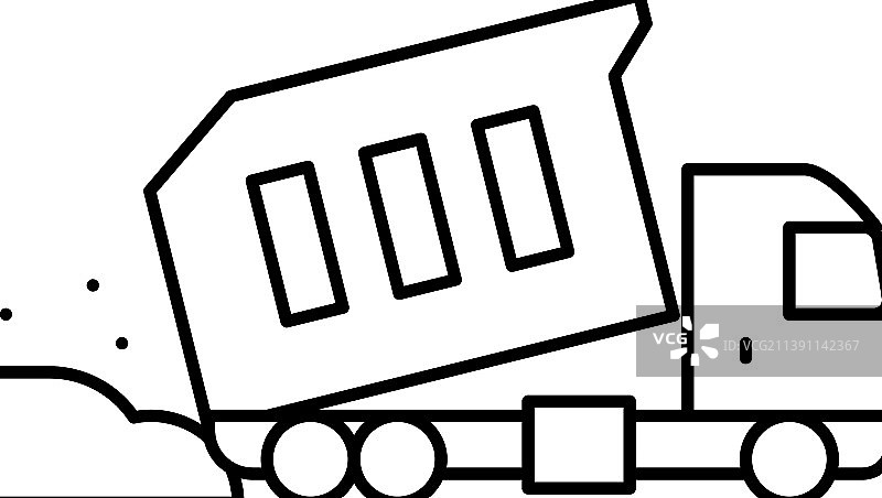 卡车倾倒建筑材料线条图标图片素材