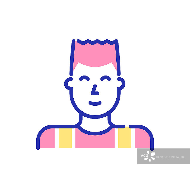 留着短发的年轻男孩身穿T恤图片素材