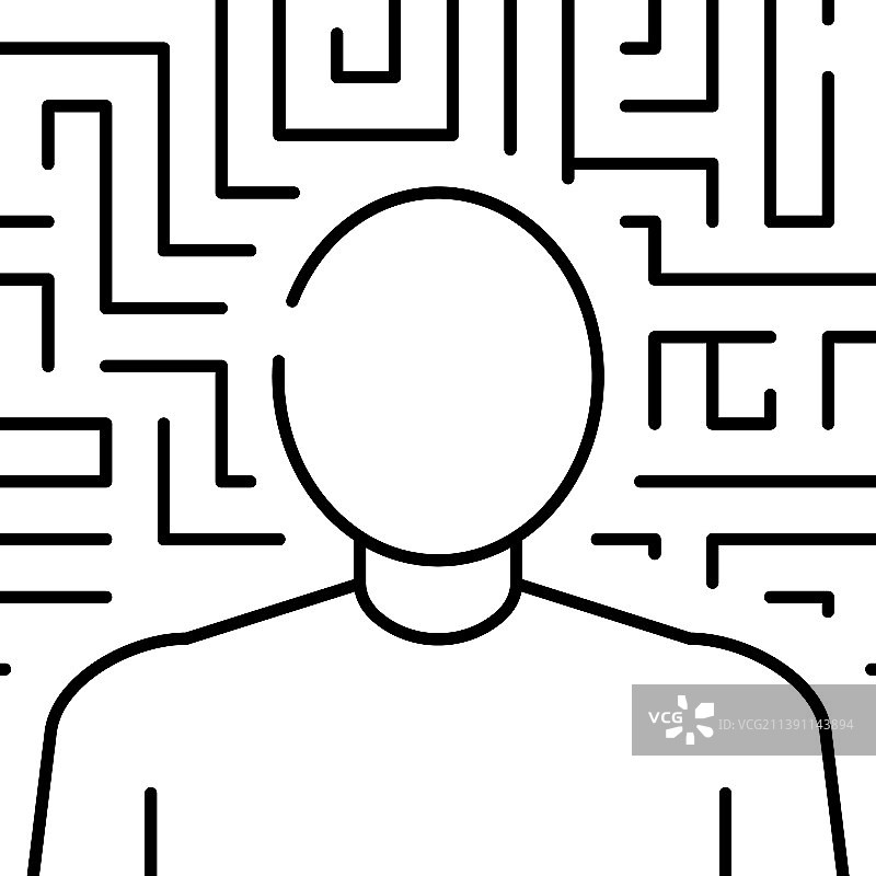 幻觉心理问题线性图标图片素材