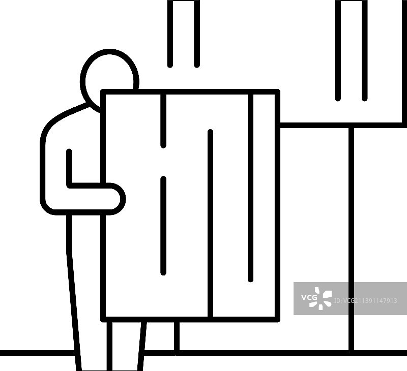 维修工搬运定向结构刨花板线条图标图片素材
