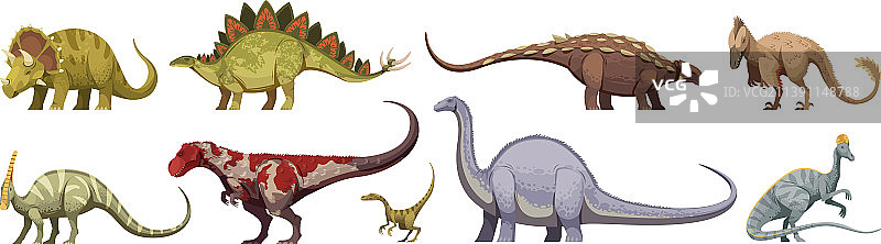 卡通恐龙套装图片素材