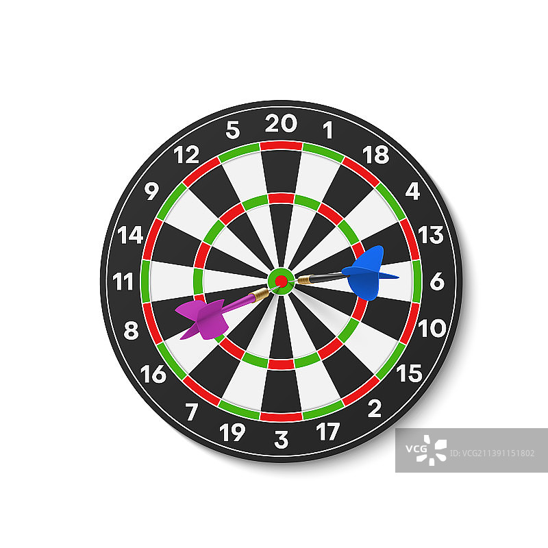 带有中心箭头的逼真飞镖靶图片素材