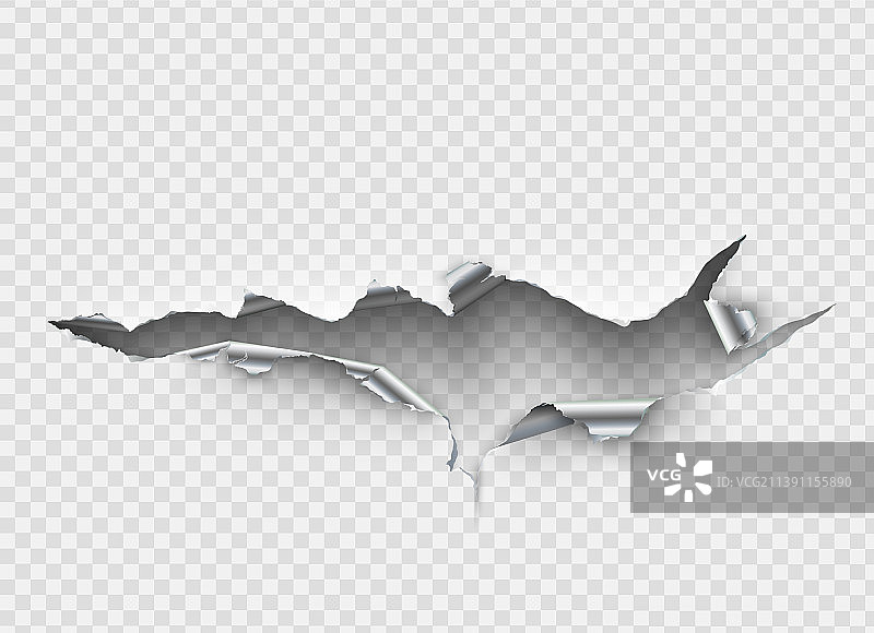 透明背景上的金属撕裂破洞图片素材