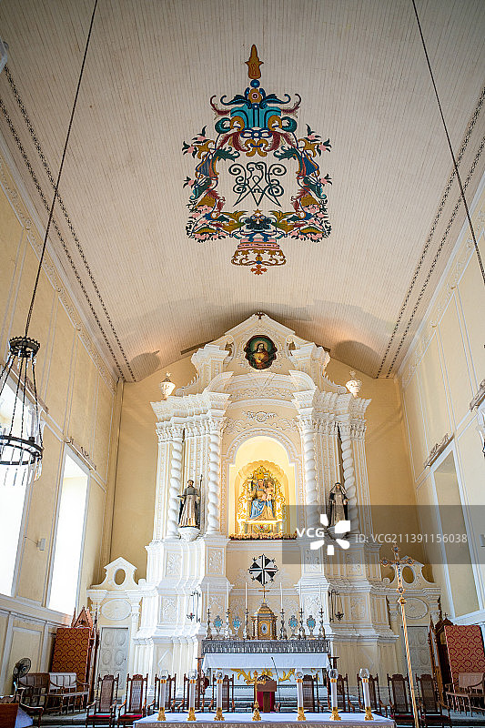 澳门世界遗产点玫瑰圣母堂祭坛图片素材