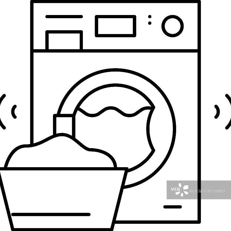 洗衣设备晾衣绳线条图标图片素材