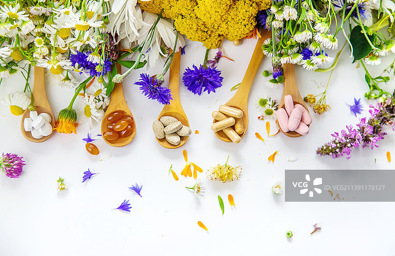 药草膳食补充剂顺势疗法图片素材