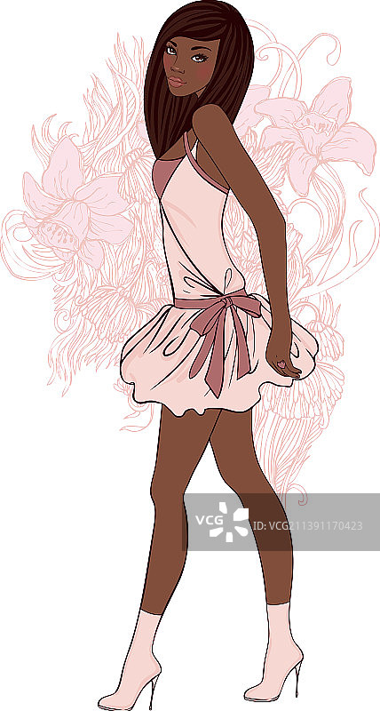 年轻漂亮的非洲裔美国女孩图片素材