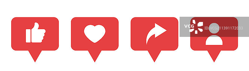 点赞分享用户符号，拇指向上和点赞红心图片素材