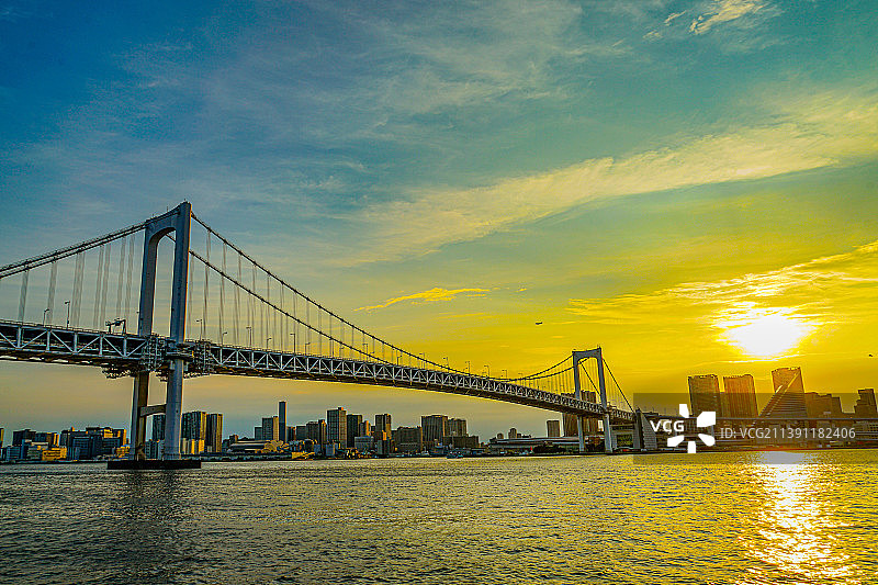 东京彩虹大桥夜景图片素材