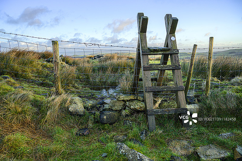 田野上的栅栏景观图片素材