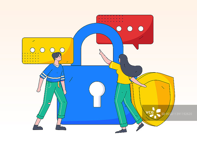 网络安全安全人物扁平矢量概念运营插画图片素材