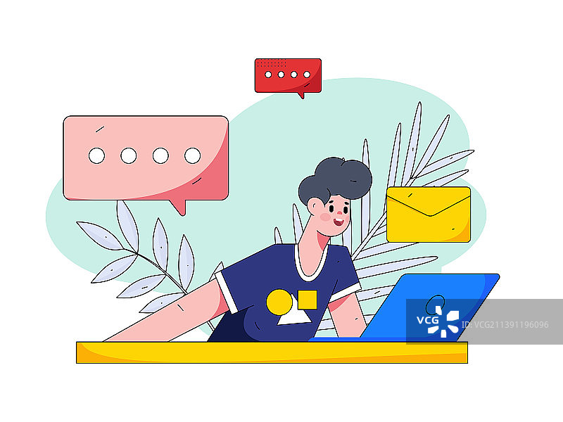 孟菲斯与咨询顾问进行沟通扁平矢量概念运营插画图片素材