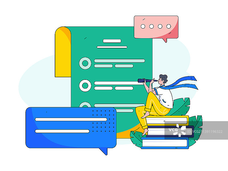 邀请好友进行问卷调查扁平矢量概念运营插画图片素材