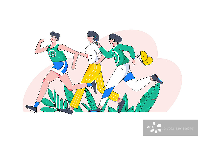 孟菲斯锻炼健康跑步矢量互联网运营插画图片素材