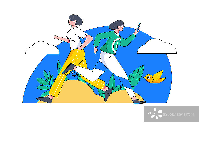 孟菲斯锻炼健康跑步矢量互联网运营插画图片素材
