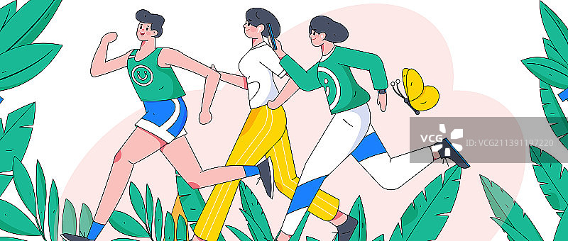 孟菲斯锻炼健康跑步矢量互联网运营插画图片素材