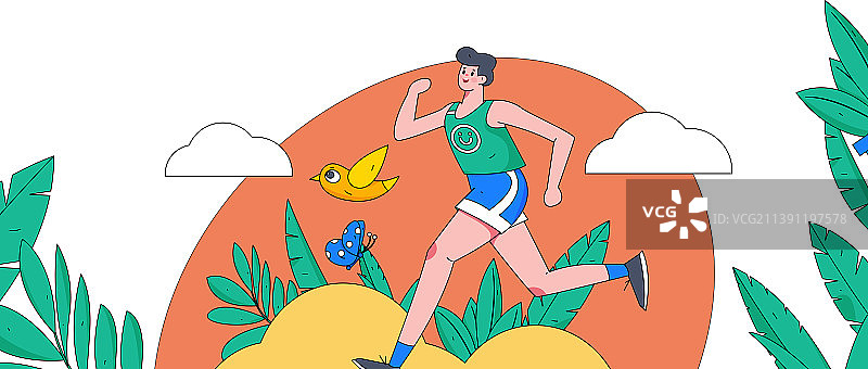 孟菲斯锻炼健康跑步矢量互联网运营插画图片素材