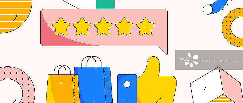 孟菲斯给好评的人物矢量概念运营插画图片素材