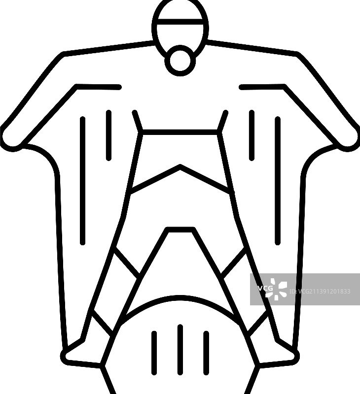 翼装飞行运动员线性图标图片素材